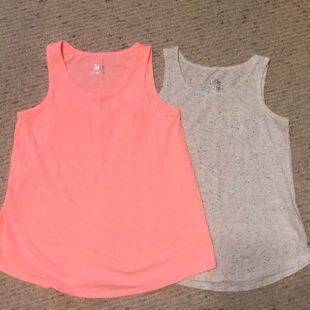 2 Justice tank tops coral and gray fleck